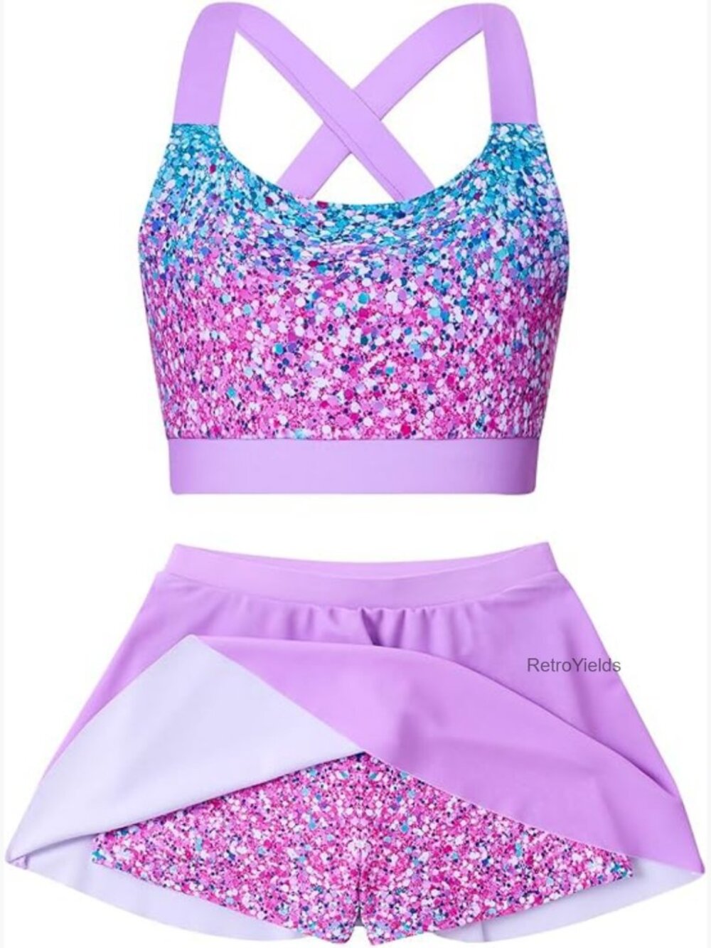 Girls Tankini Set with Boyshorts UPF 50+ 2-Piece Swimsuit - Picture 1 of 7